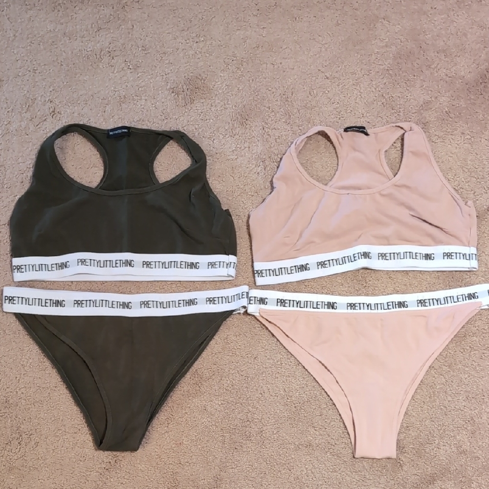 PrettyLittleThing Olive and Nude Intimates Set